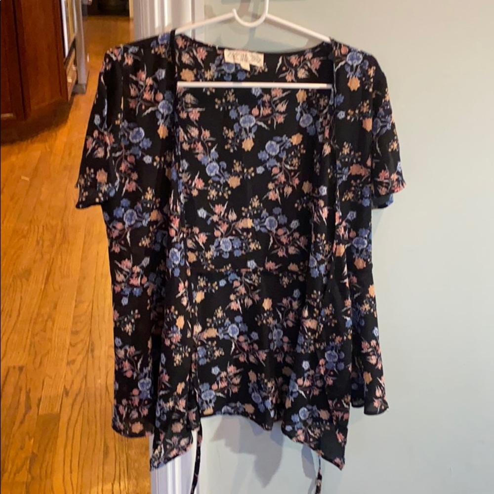 Floral wrap blouse